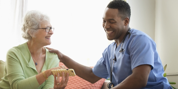 Old woman and doctor together