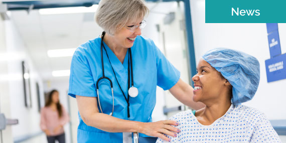 Nurse taking patient to recovery after outpatient surgical procedure