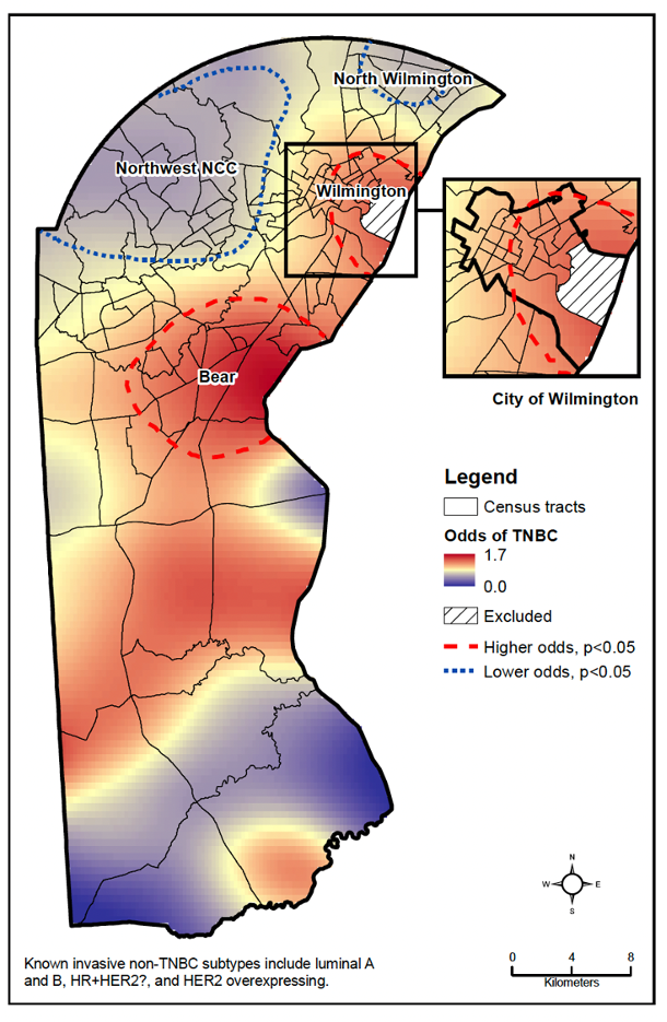Map: Odds of contracting triple negative breast cancer across Delaware