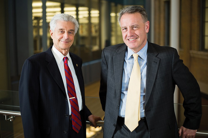 Portrait of Nicholas Petrelli, M.D., director of the Cawley Center for Translational Cancer Research at ChristianaCare, and Dario Altieri, M.D., president and CEO of The Wistar Institute.