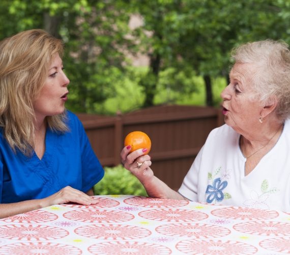 Patient in apraxia speech therapy